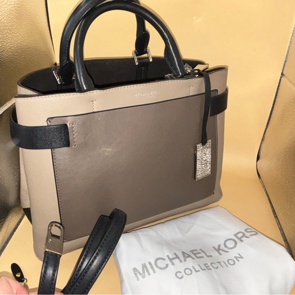 Michael Kors Collection shoulder bag satchel suede/leather black/tan - Picture 2 of 14